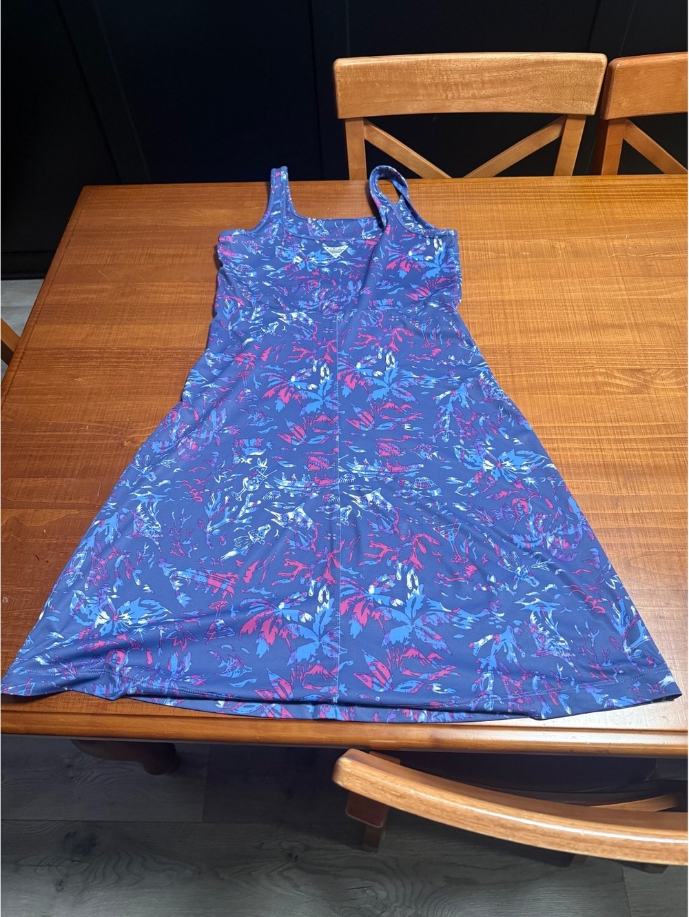 Vintage Columbia Sportswear Floral Tank Dress Y2K Blue Pink Outdoor Dress S